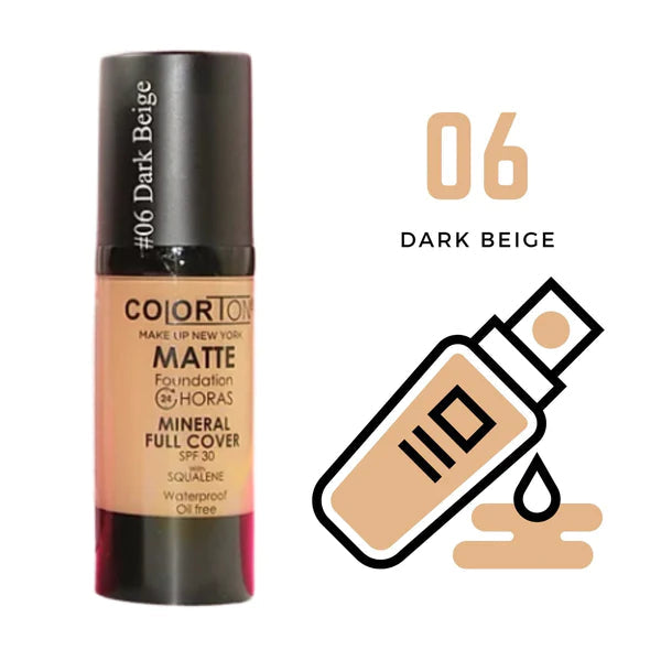 MAQUILLAJE LIQUIDO MATTE MINERAL FULL COVER - COLORTON