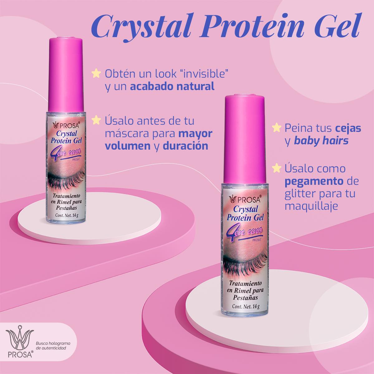 MASCARA PARA PESTAÑAS CRYSTAL PROTEIN GEL 18 G - PROSA 4 EN 1