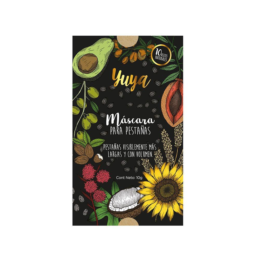 MÁSCARA DE PESTAÑAS 10 ACEITE NATURALES COLOR NEGRO YUYA