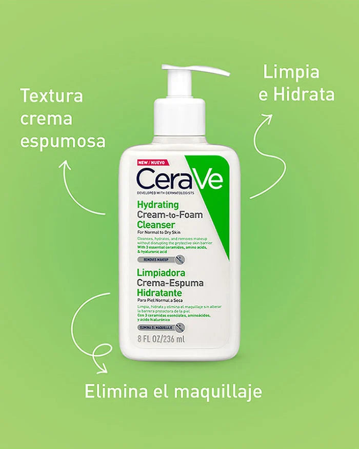 LIMPIADORA CREMA-ESPUMA HIDRATANTE PIEL NORMAL A SECA 236 ML - CERAVE