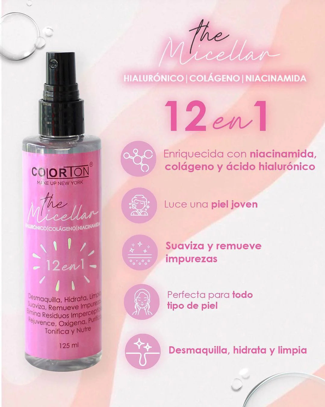 AGUA MICELAR: THE MICELLAR 12 EN 1 - COLORTON