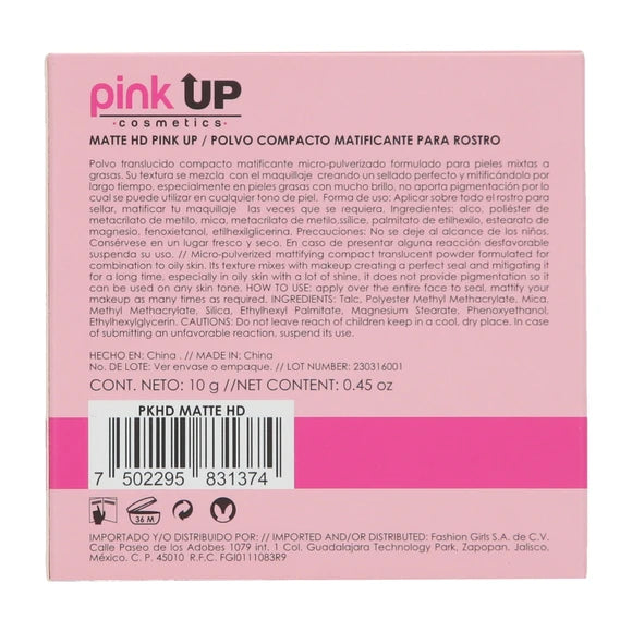 MATTE HD POLVO COMPACTO MATIFICANTE - PINK UP