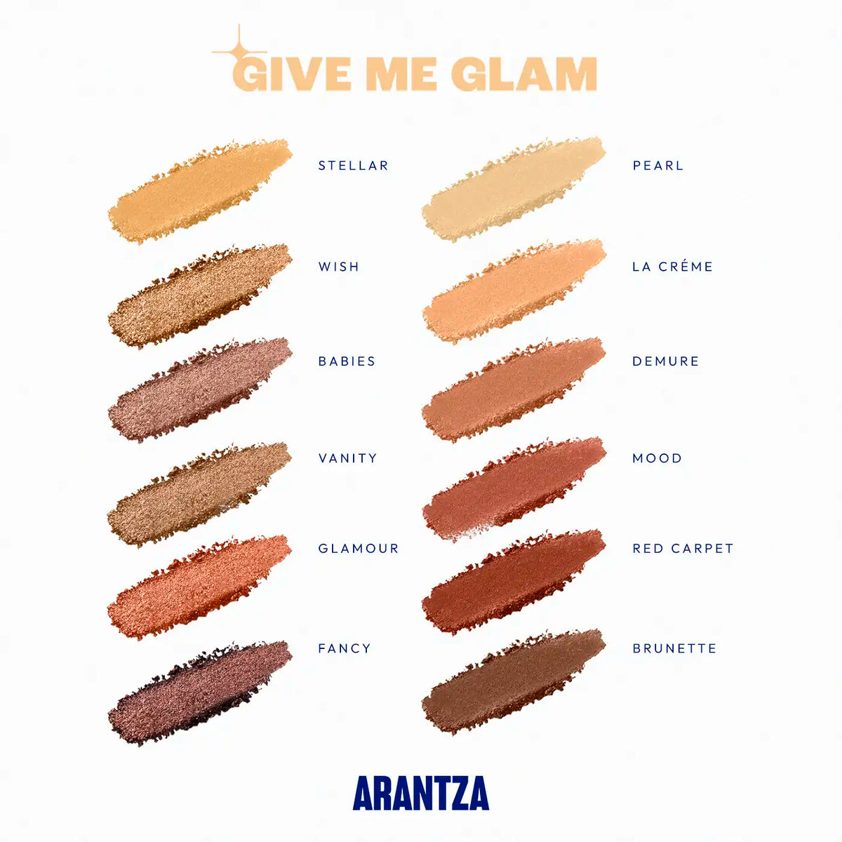 PALETA DE SOMBRAS GIVE ME GLAM ARANTZA COSMETICS