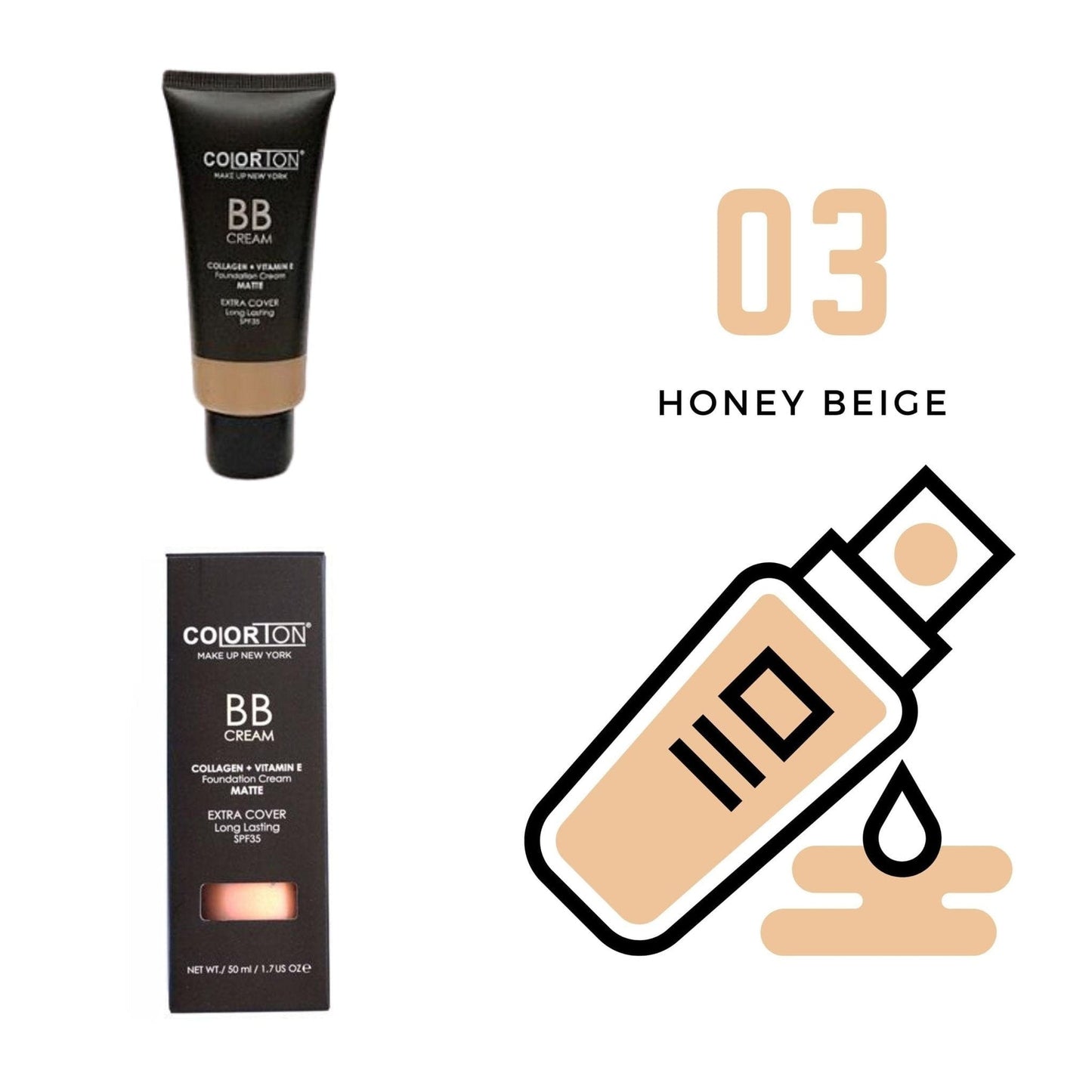 BB CREAM BASE DE ALTA COBERTURA CON COLÁGENO + VITAMINA E (C113) - COLORTON