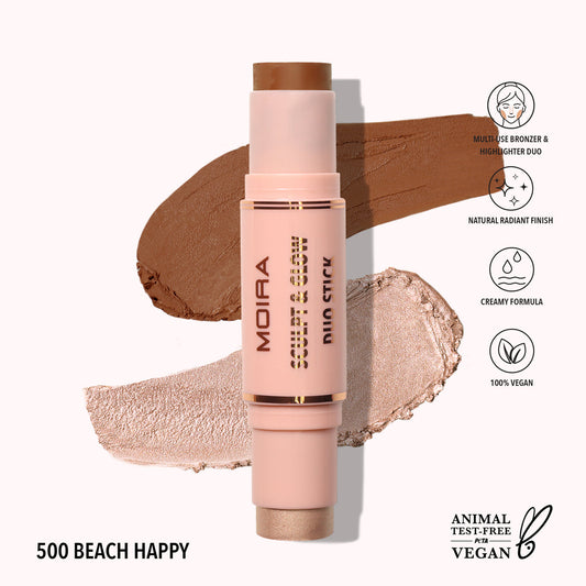 SCULPT & GLOW DUO STICK 500 BEACH HAPPY - MOIRA BEAUTY