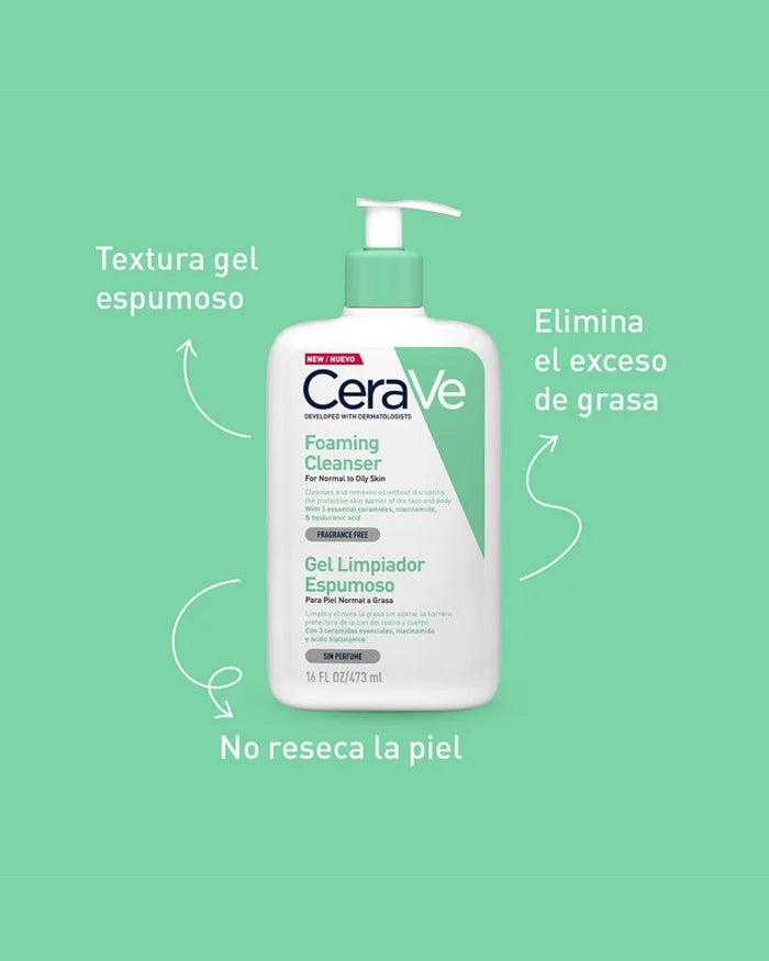 GEL LIMPIADOR ESPUMOSO PIEL MIXTA/GRASA O CON ACNÉ 473 ML - CERAVE