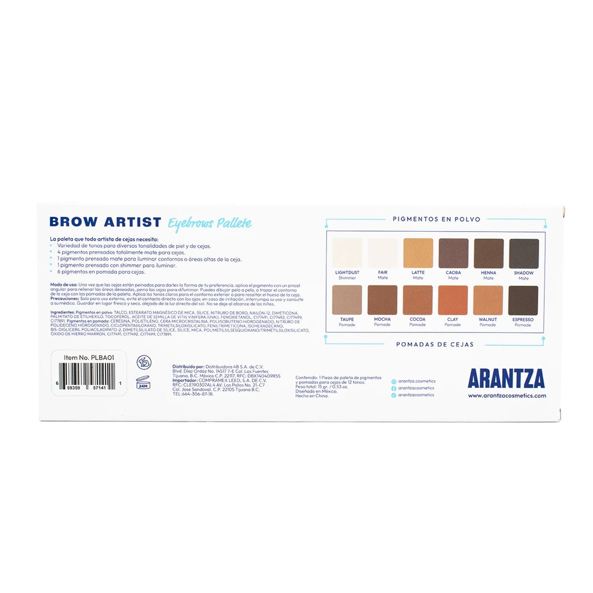 BROW ARTIST PALETA DE CEJA ARANTZA COSMETICS