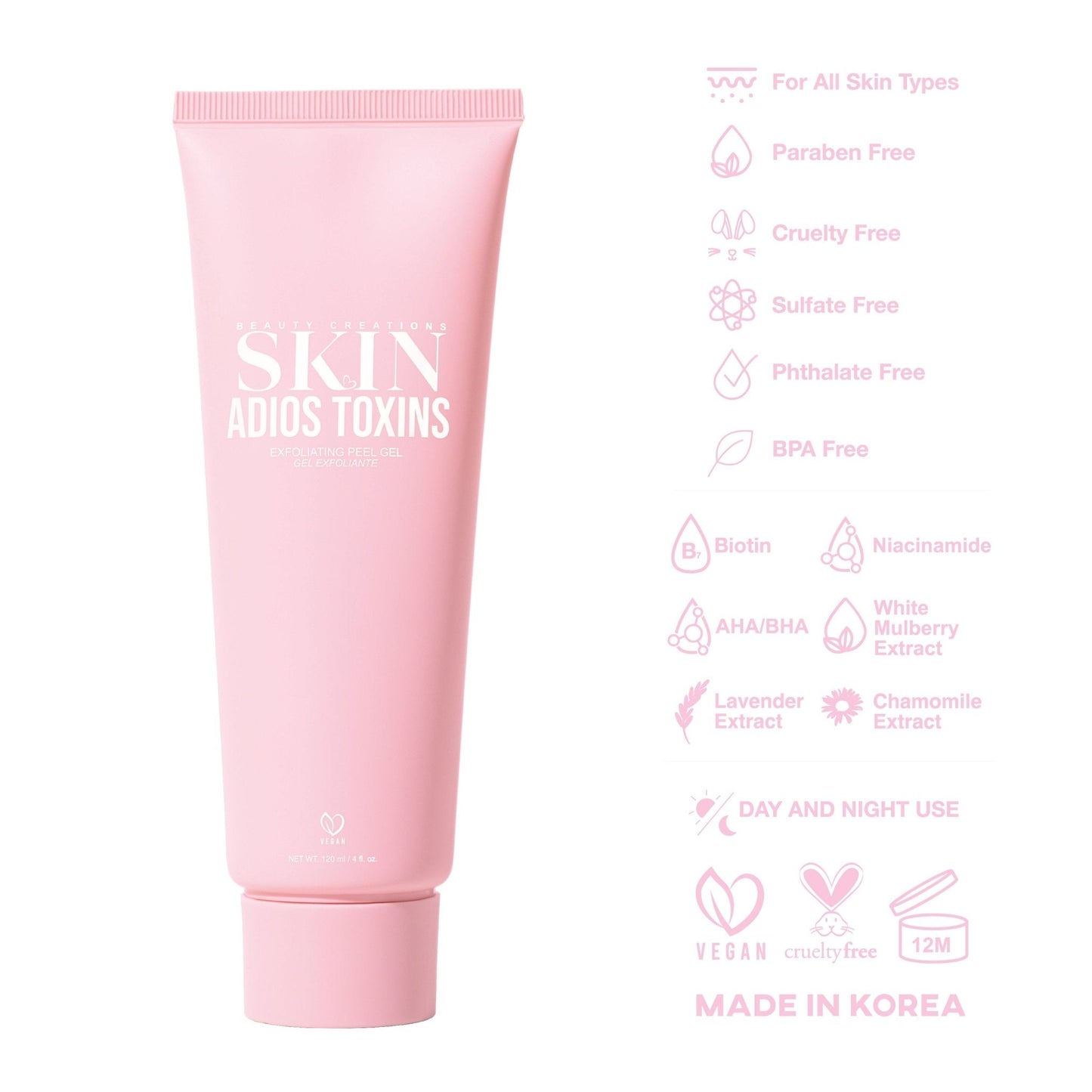GEL EXFOLIANTE ADIOS TOXINS SKIN 120ML - BEAUTY CREATIONS